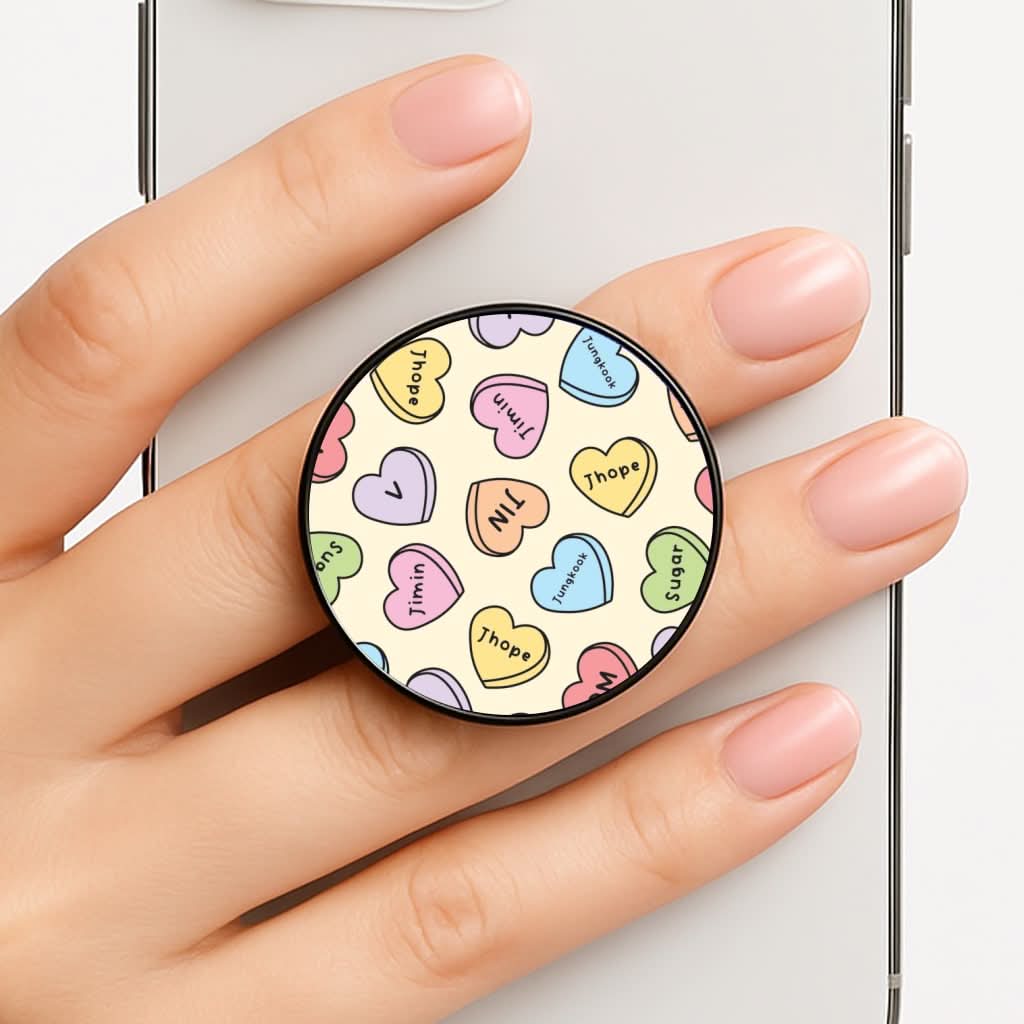 K-Pop Band Members Love Hearts Pattern FunGrip