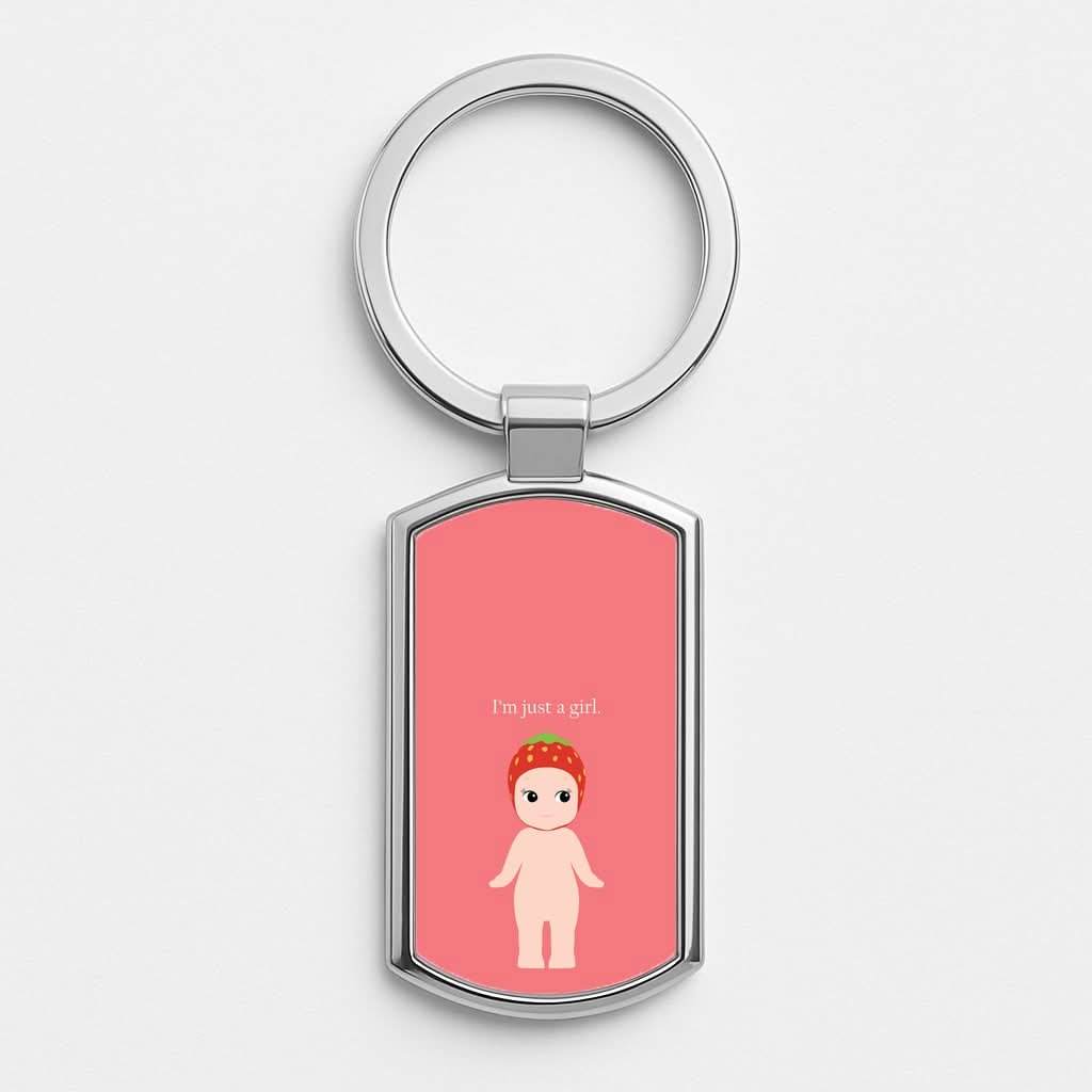 I'm Just A Girl Silver Metal Keyring