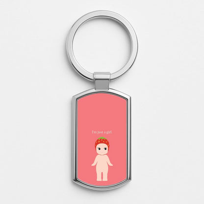 I'm Just A Girl Silver Metal Keyring