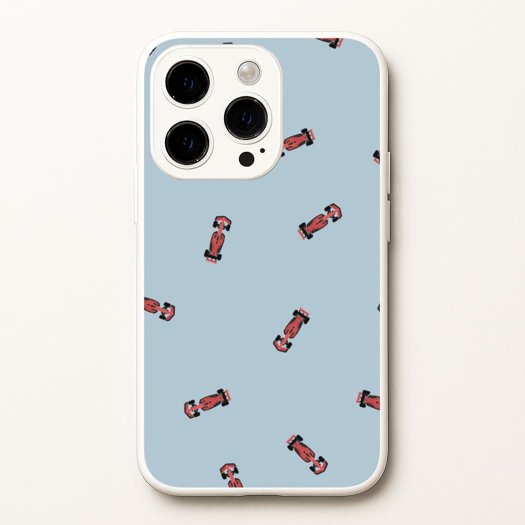 Race Cars Pattern Blue iPhone 14 Pro Max Case