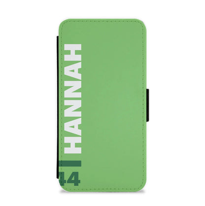 Personalised F1 Driver Green Flip / Wallet Phone Case