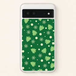 Cartoon Christmas Trees And Snowflakes Pattern Google Pixel 7 Case