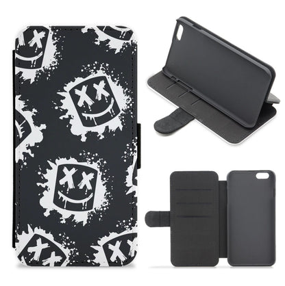 Black And White Helmet DJ Pattern Flip / Wallet Phone Case