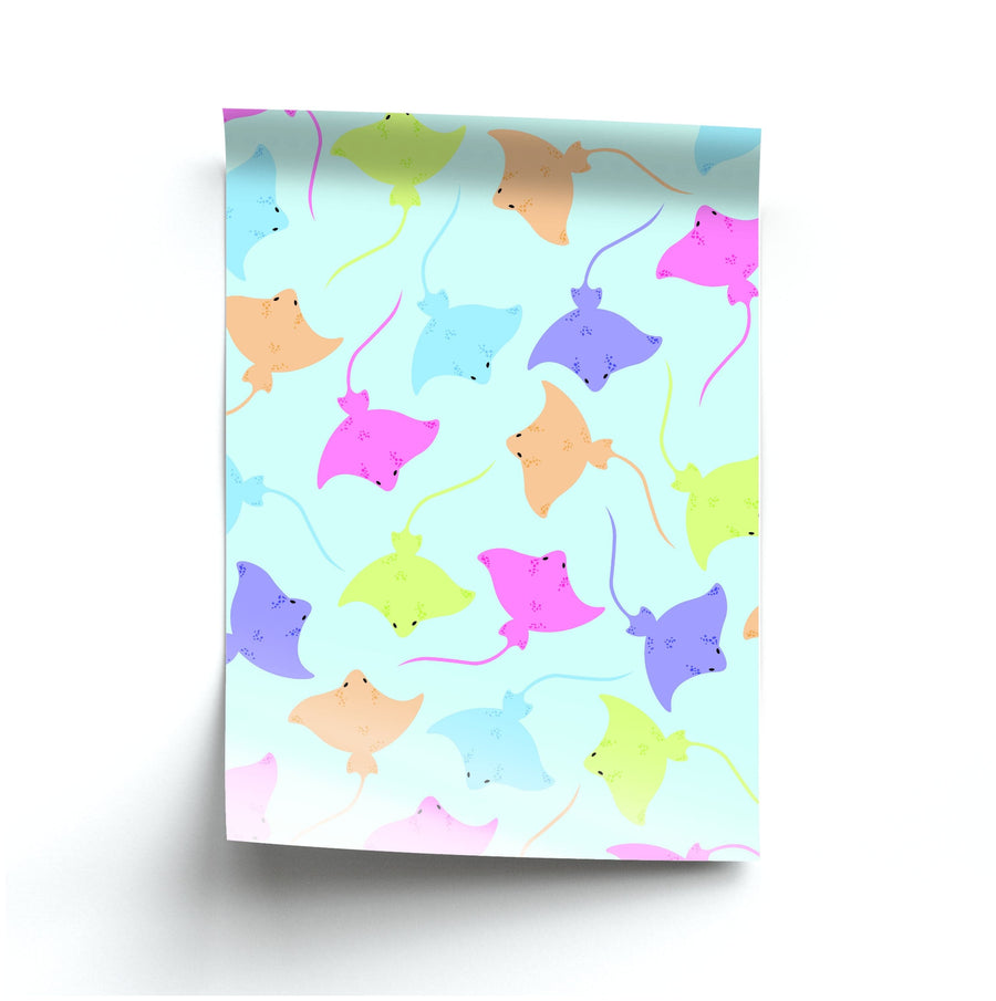 Multi Coloured Sting Ray Pattern - Sealife Poster