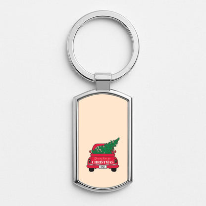 Driving Home For Christmas Truck Silver Metal Keyring