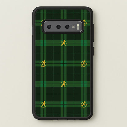 Superhero Team Green Tartan Pattern Galaxy S10 Case