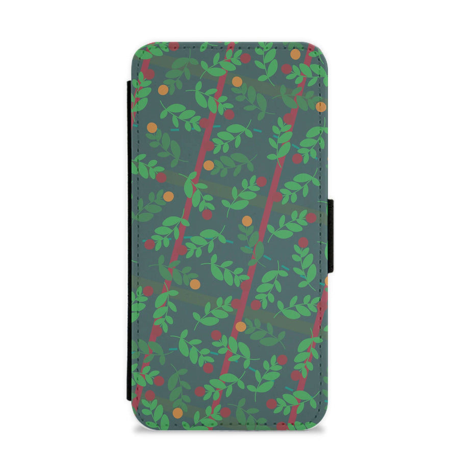 Mistletoe Pattern Flip / Wallet Phone Case