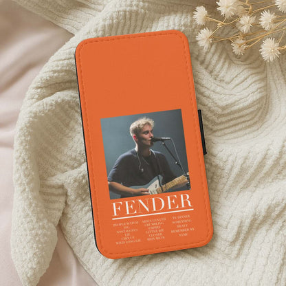 Fender Orange Song List Leather Phone Case
