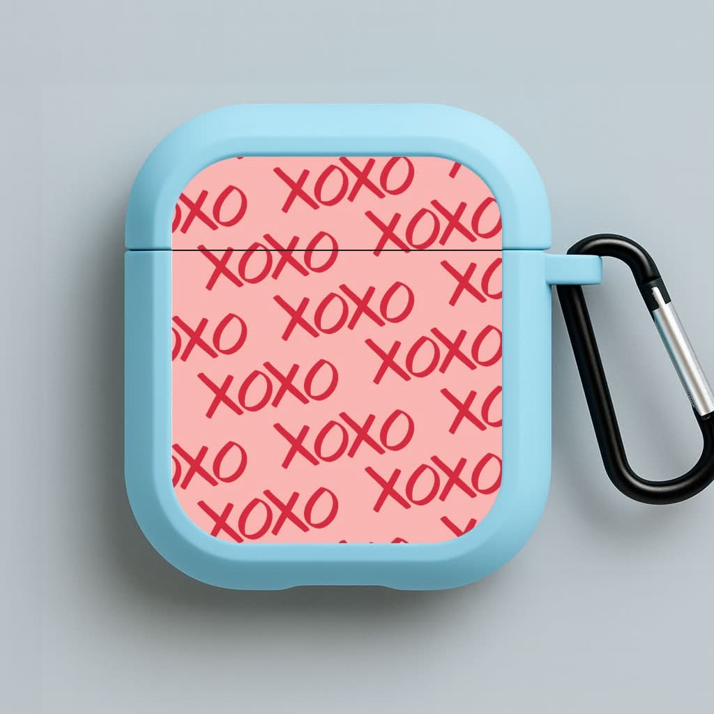 XOXO Pattern Blue AirPods Case
