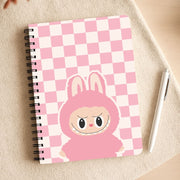 Checkered Cute Pink Monster  Notebook 3