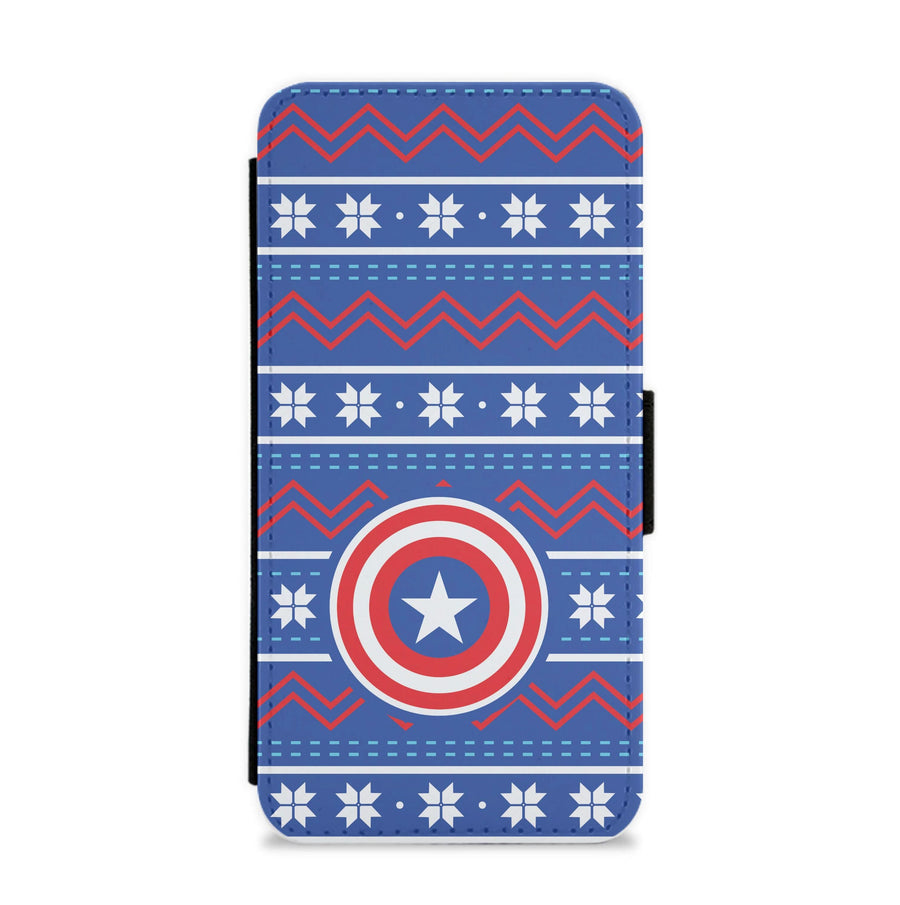 Captain Christmas Pattern Flip / Wallet Phone Case