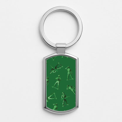 Toy Army Soldier Pattern Silver Metal Keyring