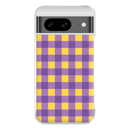 Purple And Yellow Checkered Pattern Google Pixel 8 Case