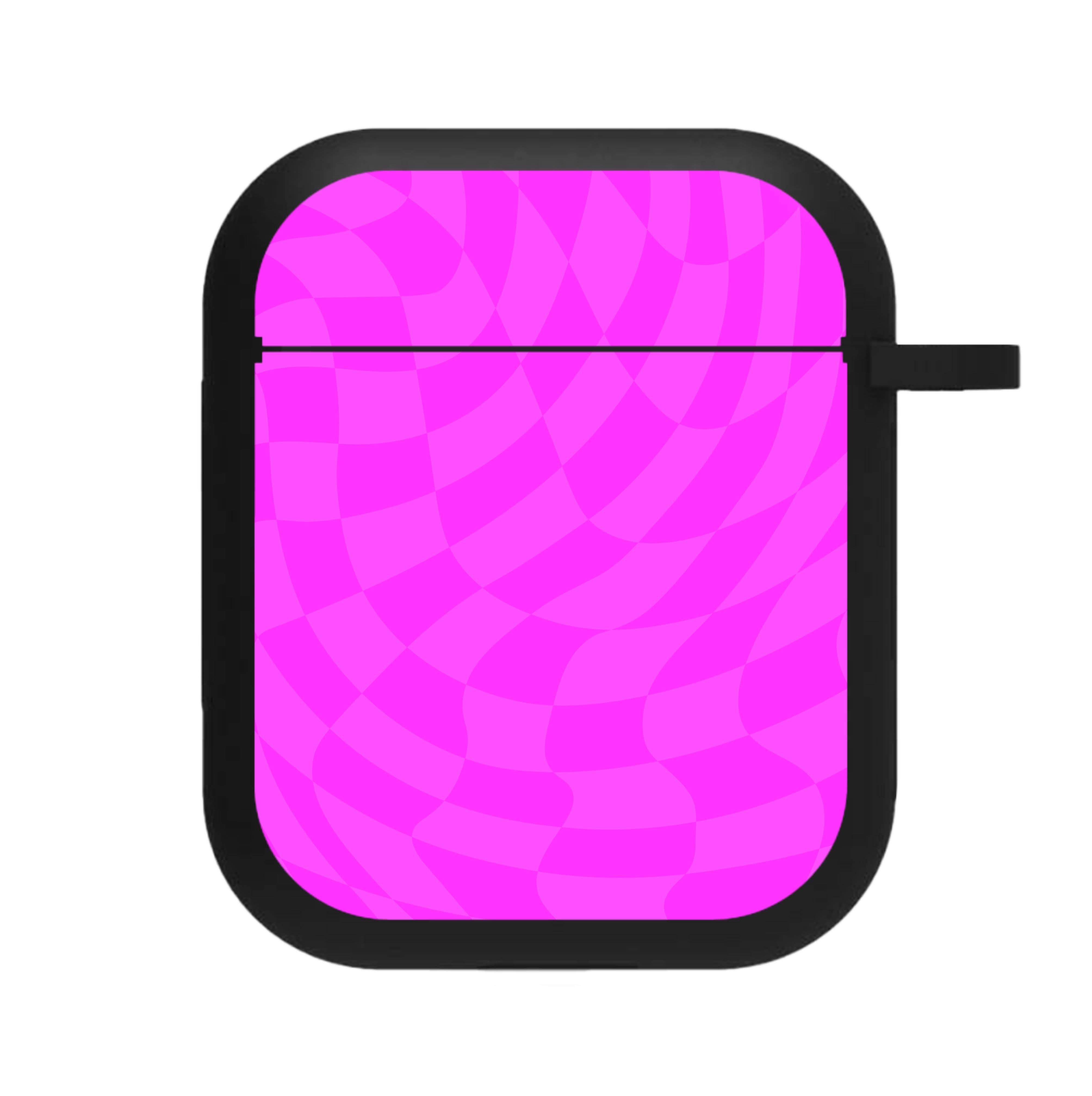Pink Trippy Checkerboard Pattern AirPods Case