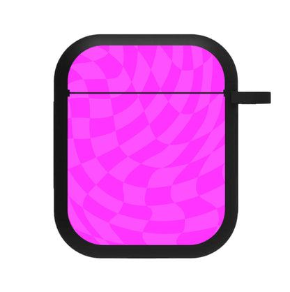 Pink Trippy Checkerboard Pattern AirPods Case