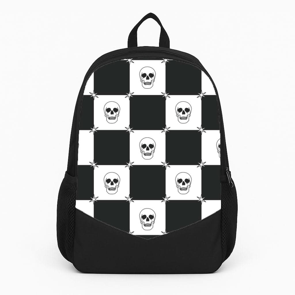 Checkered Skulls Pattern Backpack