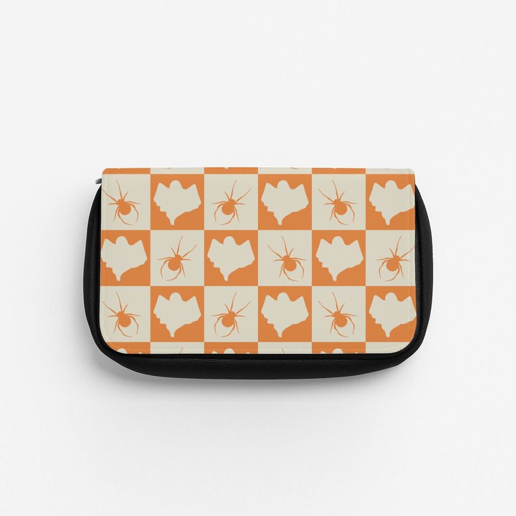 Spiders And Ghosts Checkered Pattern II Pencil Case