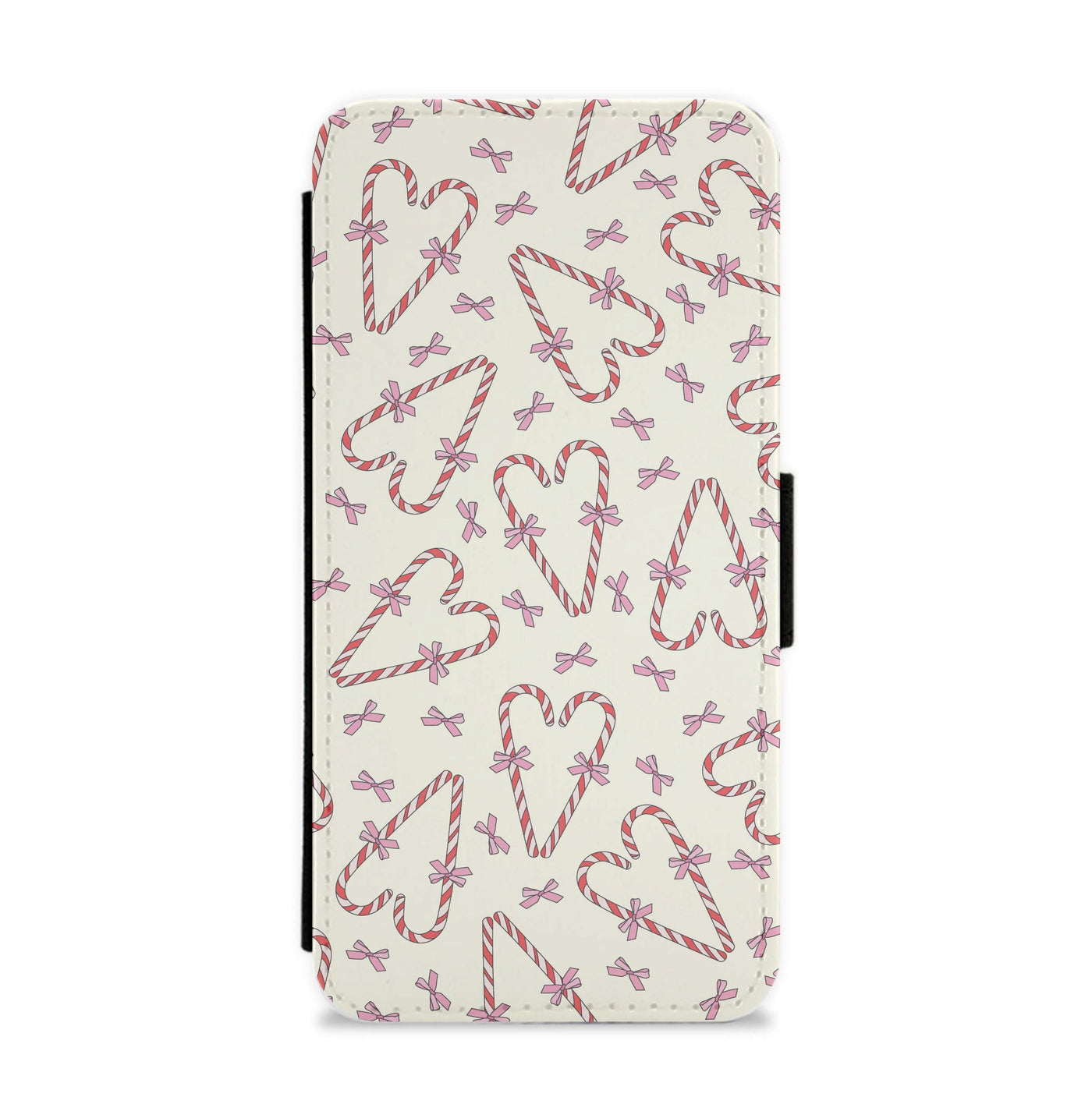 Candy Cane Love Heart Pattern Flip / Wallet Phone Case