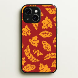 Orange Leaves Pattern iPhone 14 Plus Case