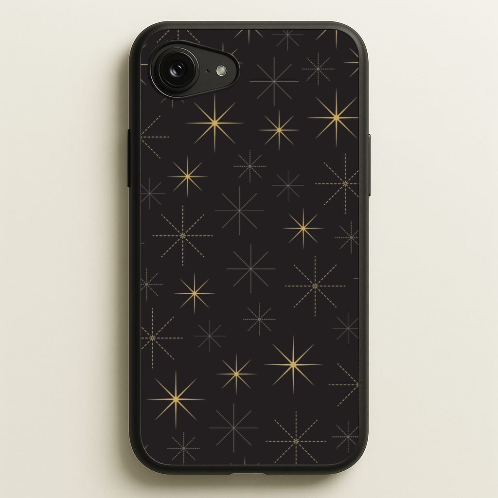 Christmas Gold Stars Pattern iPhone 16e Case