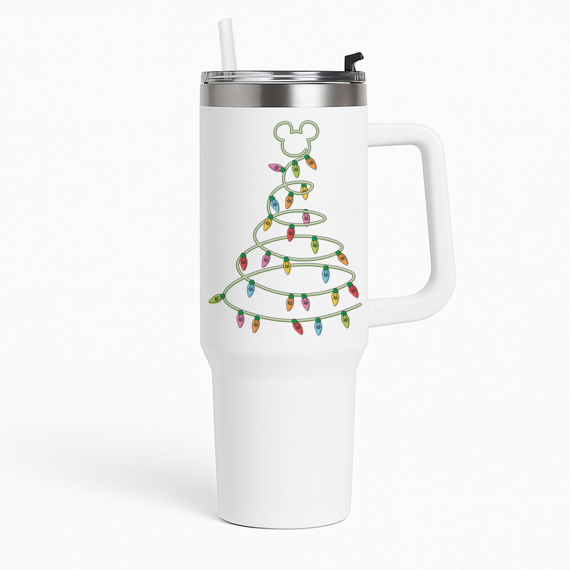 Cartoon Mouse Christmas Tree Lights Tumbler