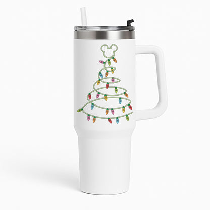Cartoon Mouse Christmas Tree Lights Tumbler