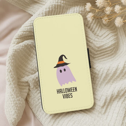 Purple Ghost Halloween Vibes Leather Phone Case