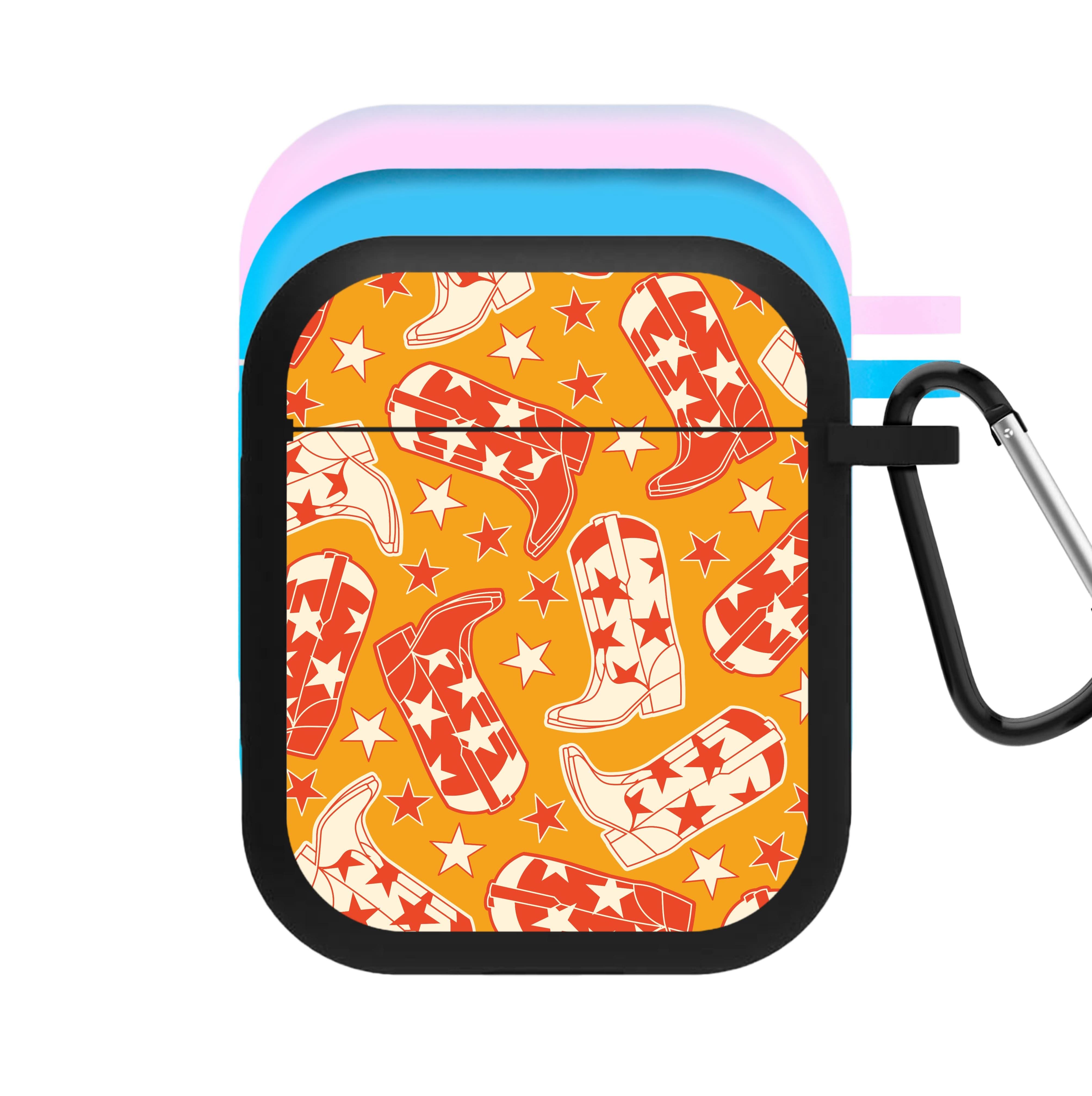 Cartoon Cowboy Boots And Stars Pattern AirPods Case