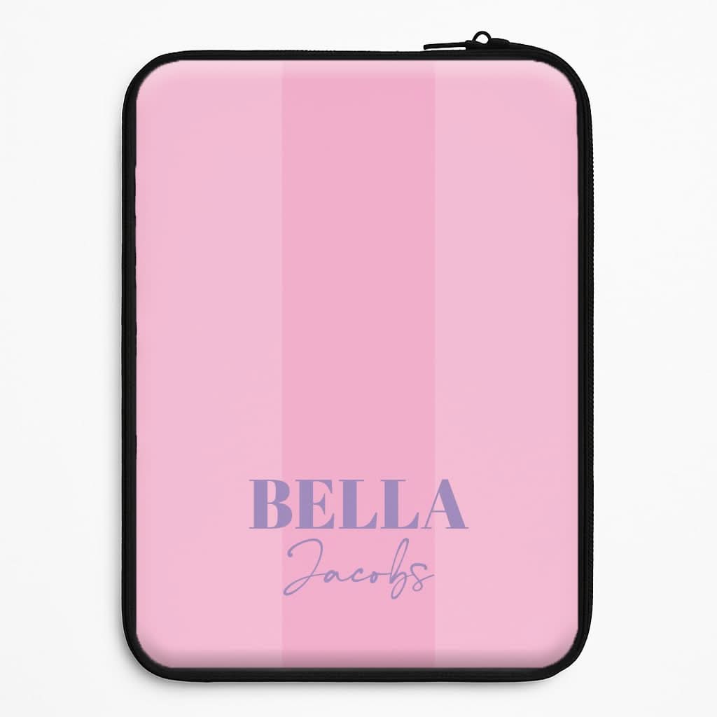 Pink Stripe Personalised Name Laptop Sleeve