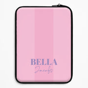 Pink Stripe Personalised Name Laptop Sleeve 1