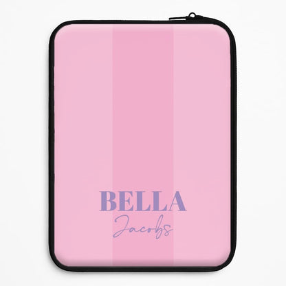 Pink Stripe Personalised Name Universal Laptop Sleeve