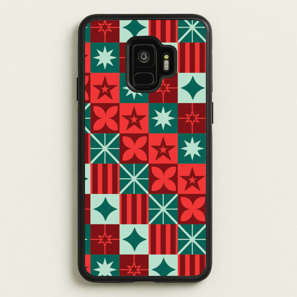 Geometric Square Christmas Pattern Galaxy S9 Case