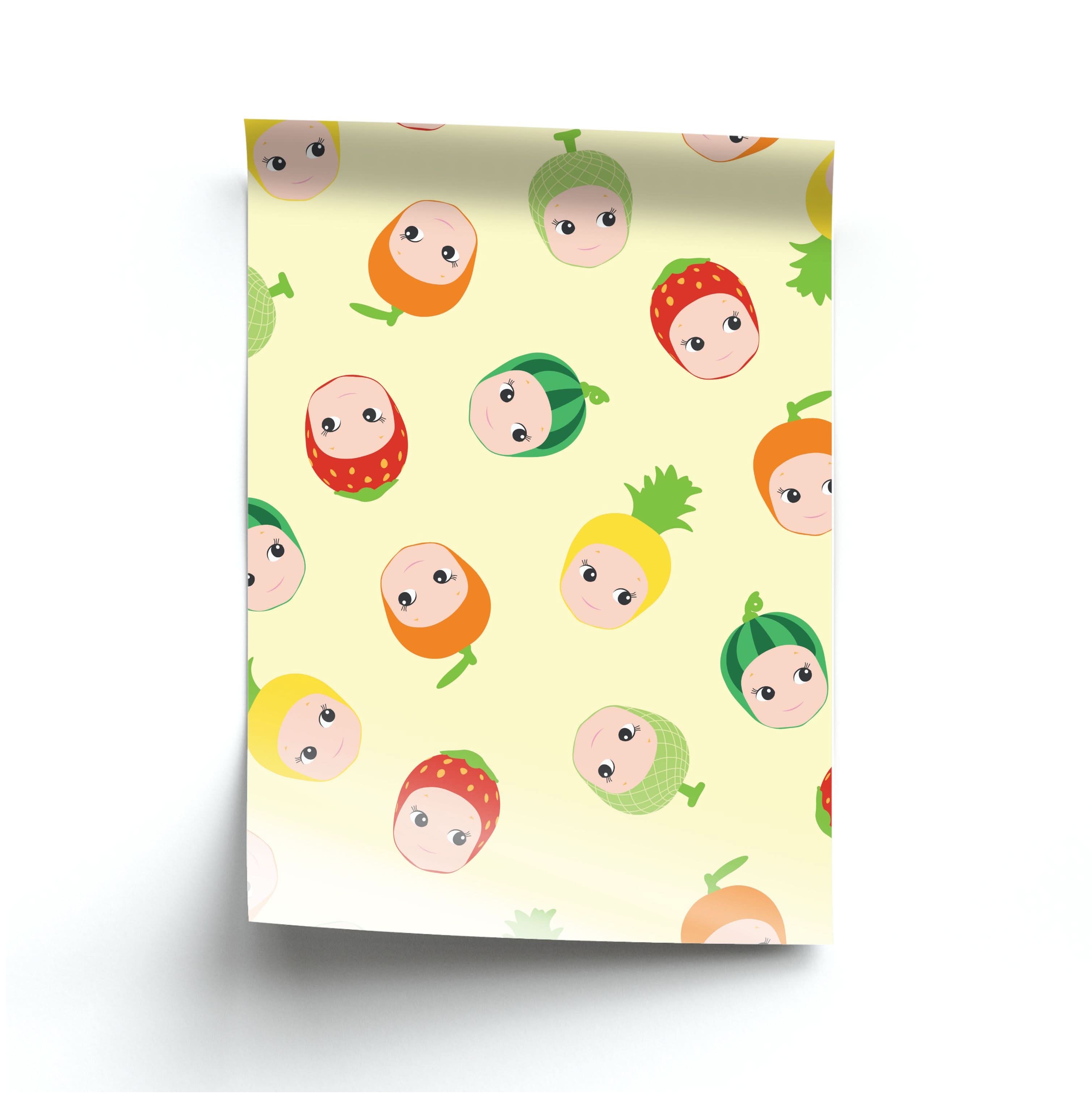 Fruit Angels Pattern Poster