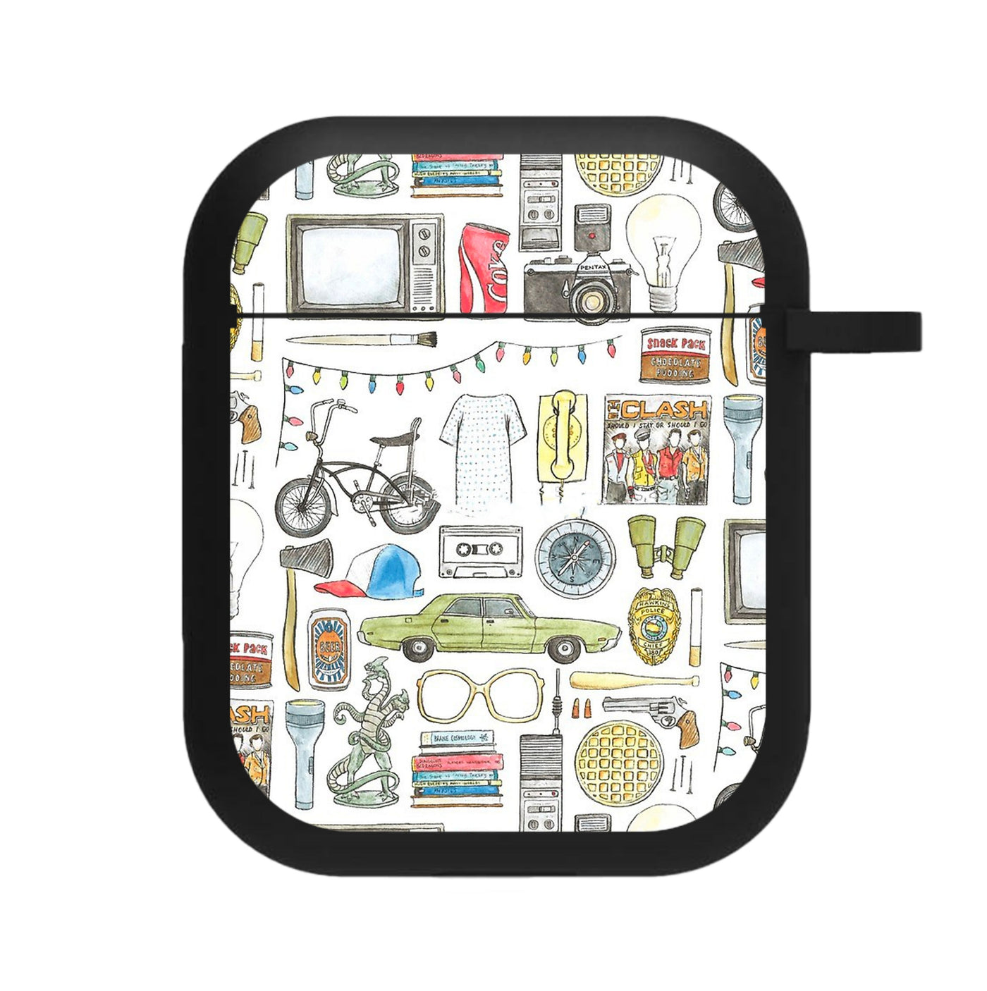 Stranger Things Objects Illustration AirPods Case