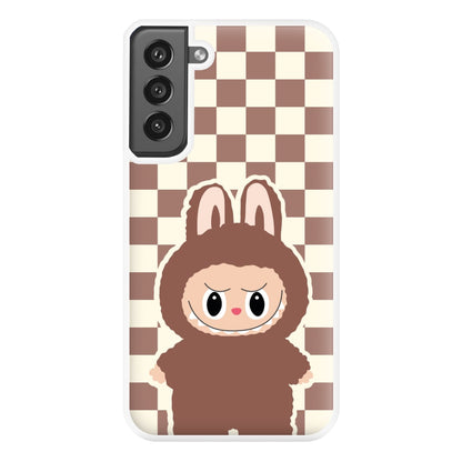 Checkered Cute Brown Monster  Galaxy S21FE Case