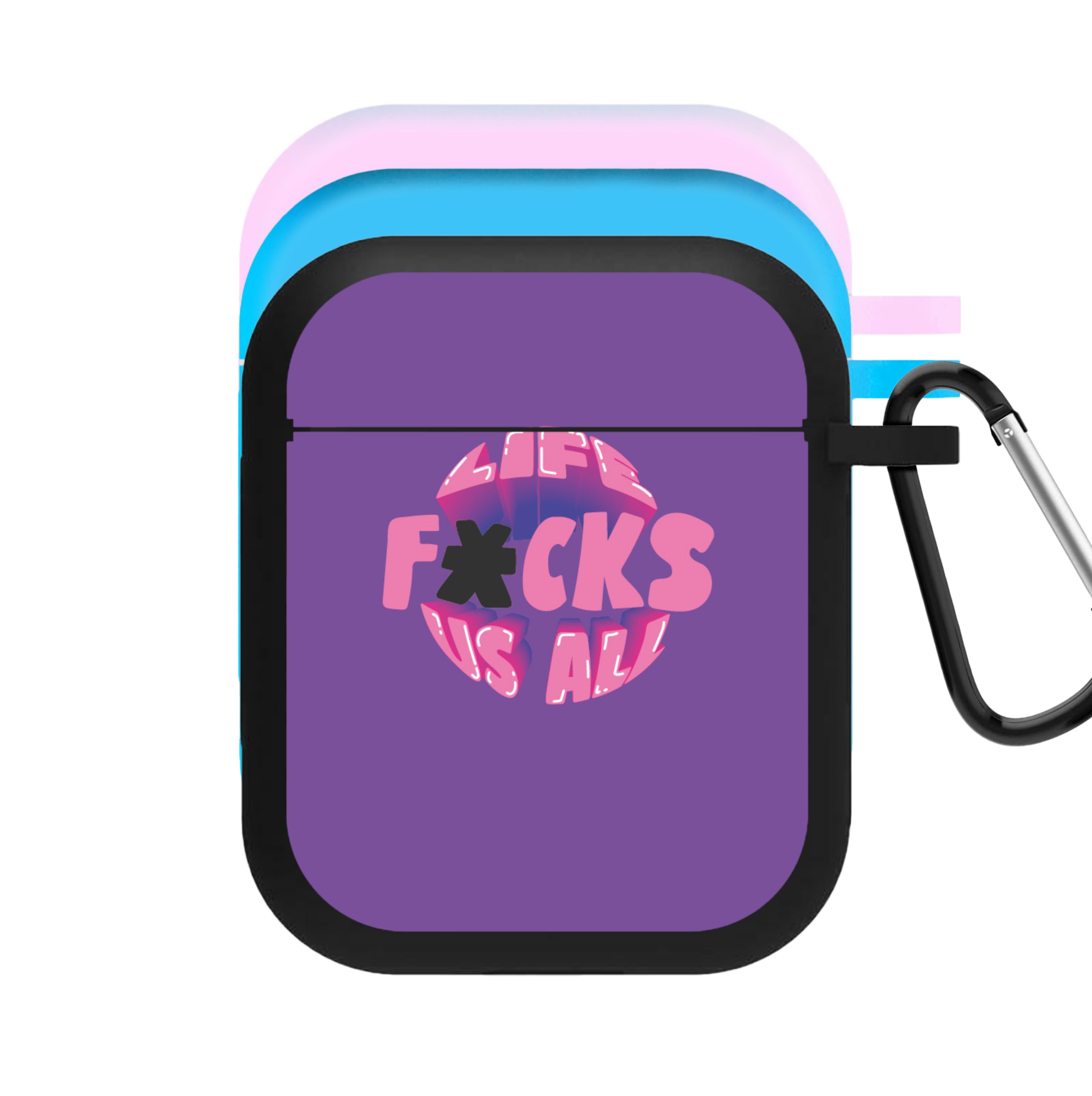 Life f'cks us all Purple AirPods Case