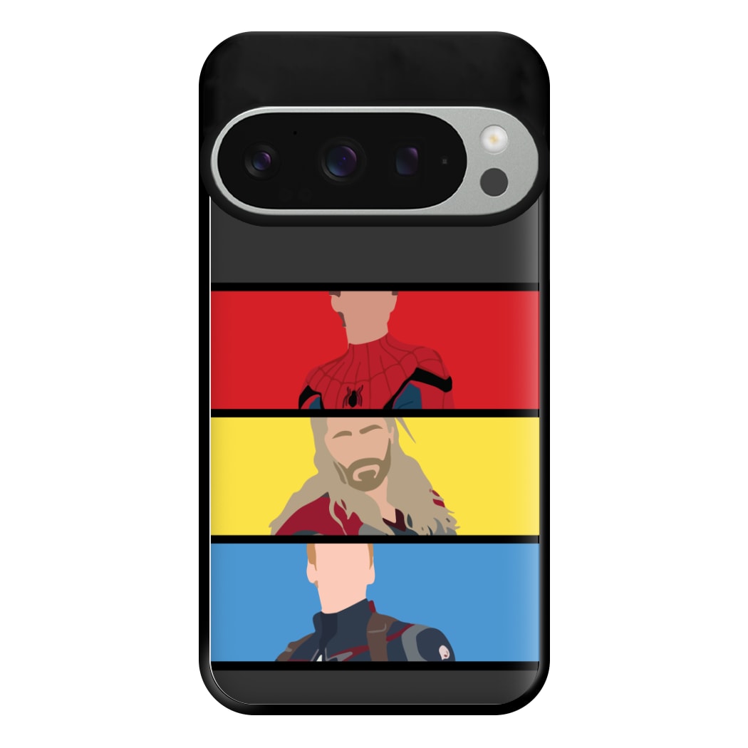 Superhero Team Red, Yellow And Blue Google Pixel 9 Pro XL Case