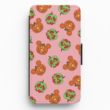 Pumpkin Mouse And Poison Apple Pattern Flip / Wallet Phone Case