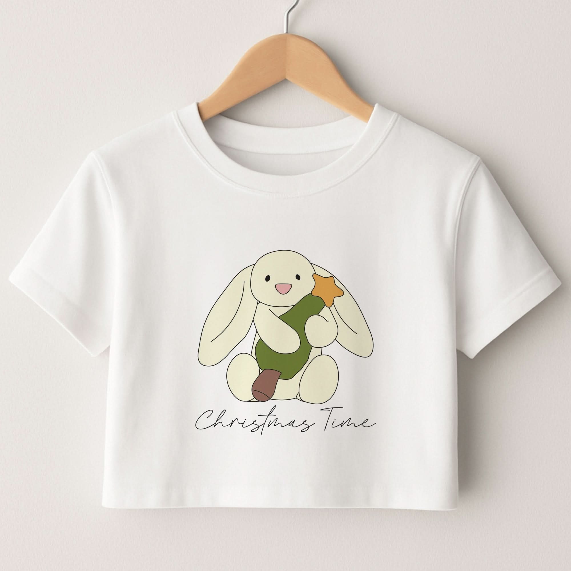 Christmas Bunny Stars Plush Crop top