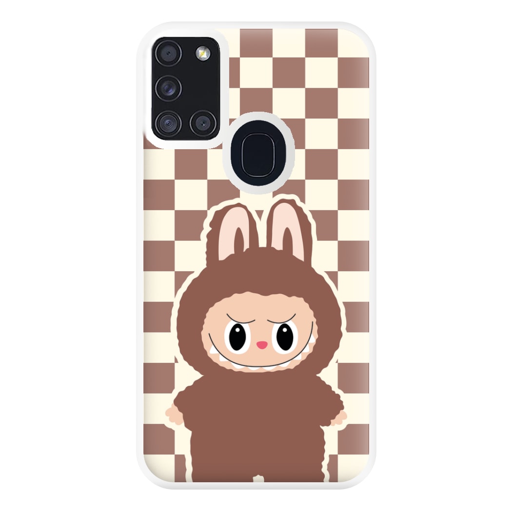 Checkered Cute Brown Monster  Galaxy A21s Case
