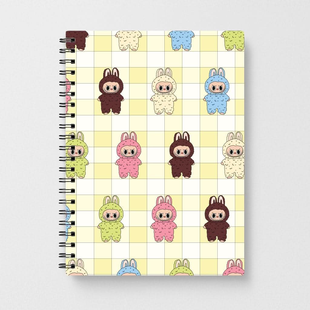 Cute Colourful Monsters Checkered Pattern Notebook