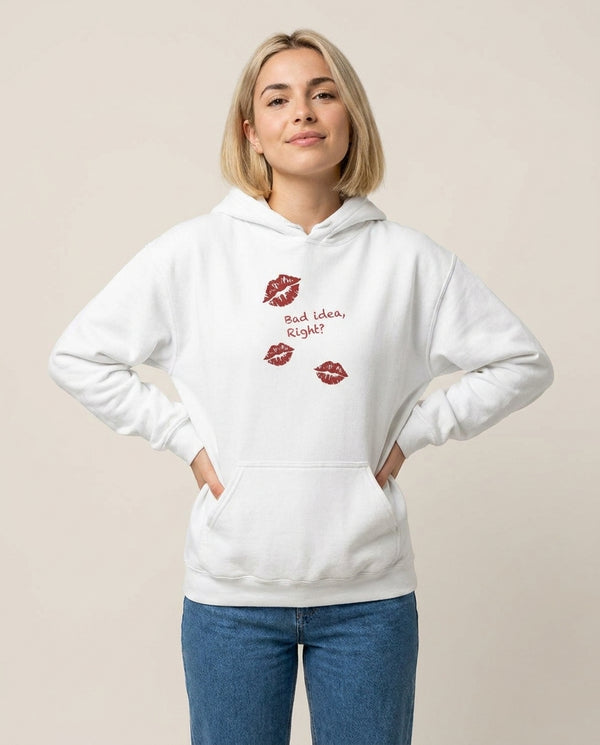 Bad Idea, Right? - Olivia Hoodie — White Front, worn