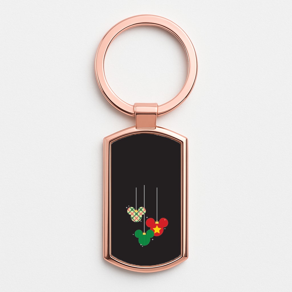 Cartoon Mouse Hanging Baubles Rose Gold Keyring