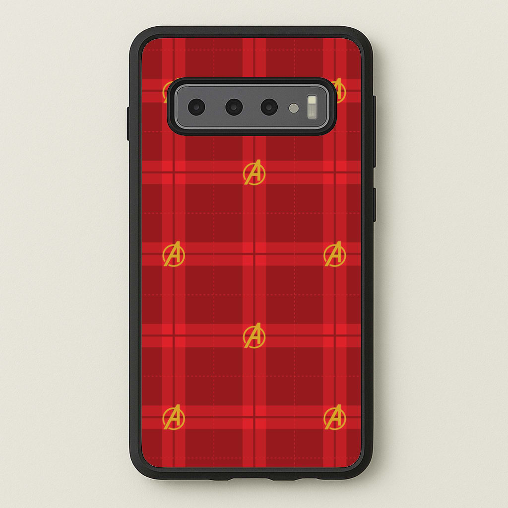 Superhero Team Red Tartan Pattern Galaxy S10 Plus Case