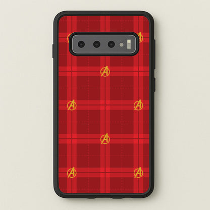 Superhero Team Red Tartan Pattern Galaxy S10 Plus Case
