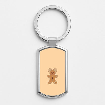 Cartoon Mouse Gingerbread Silver Metal Keyring