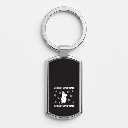 Christmas Time Moom Silver Metal Keyring