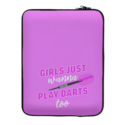 Girls Just Wanna Play Darts Too Laptop Sleeve