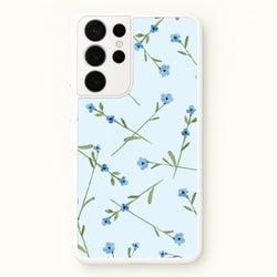 Baby Blue Floral Pattern Galaxy S21 Ultra Case