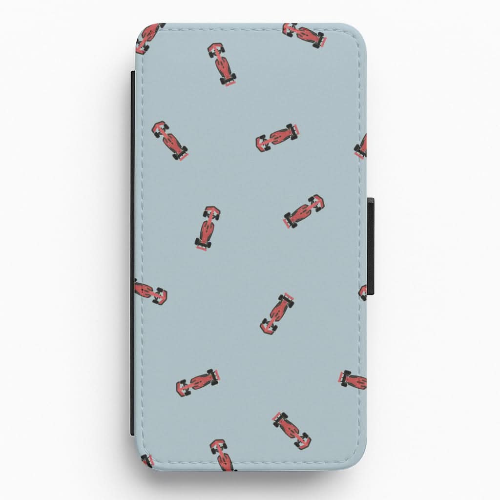 Race Cars Pattern Blue Flip / Wallet Phone Case